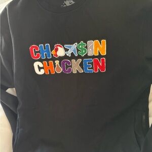 Authentic NWOT Chasin Chicken Black Sweatshirt Mens SZ L